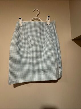 Elegance Women's Houndstooth Mini Skirt in Light Blue and White